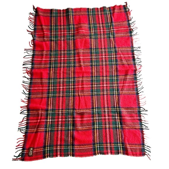 Vintage Moffat Weavers Wool Red Plaid Throw Lap Blanket Scotland 35” X 52” - Picture 2 of 5